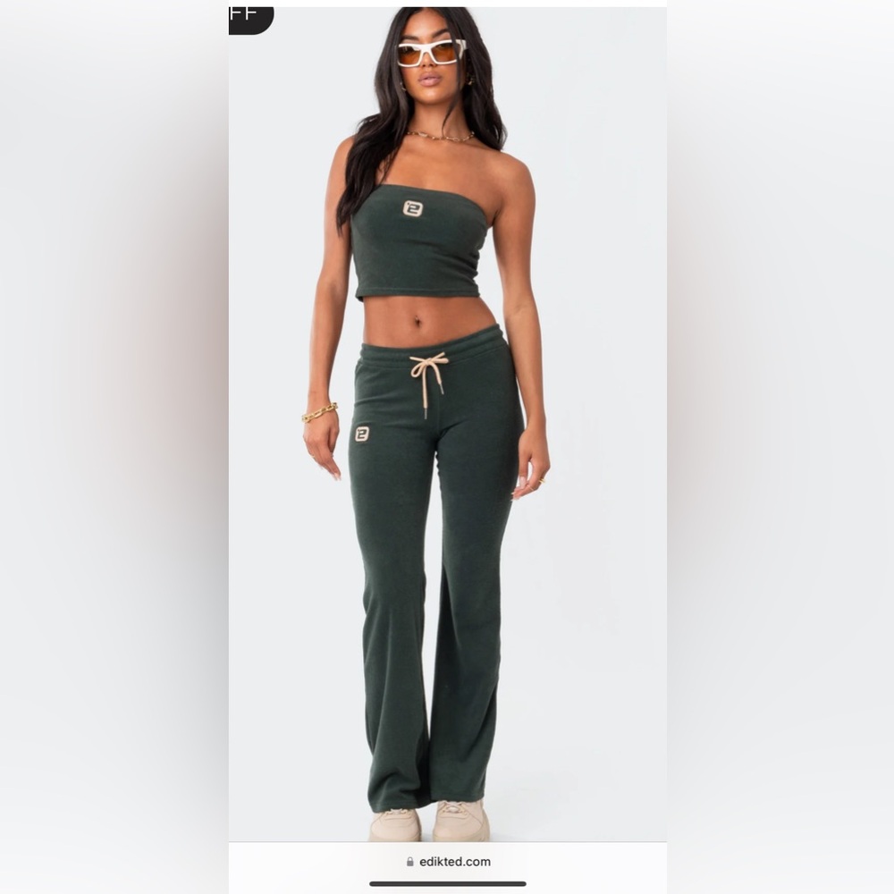 Track set with bandeau top! Flare sweatpants!